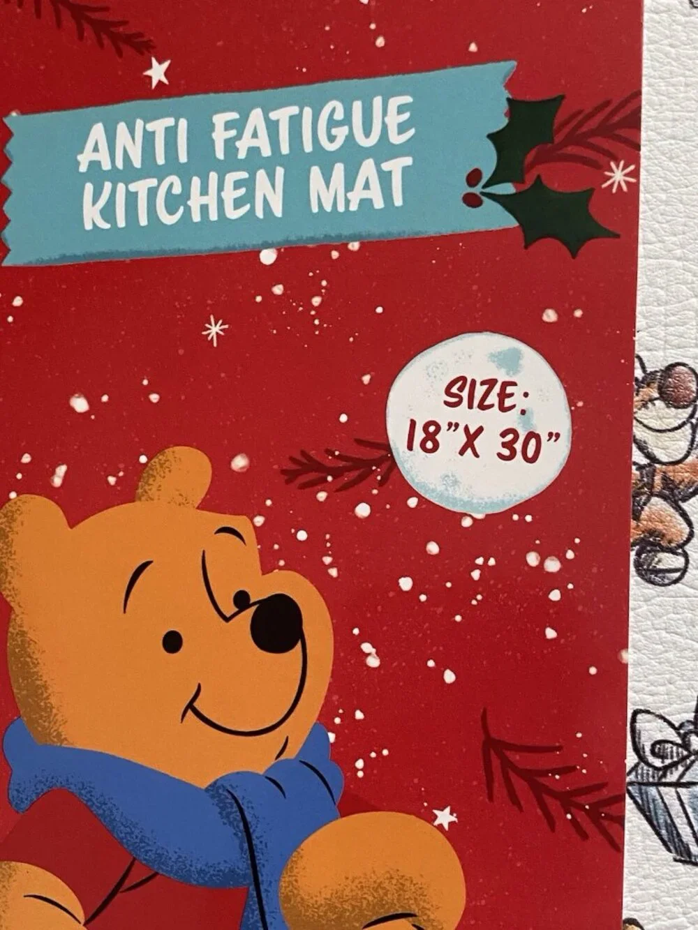 Disney Winnie The Pooh Anti Fatigue Kitchen Mat Rug 18”x30” Christmas Trees NEW